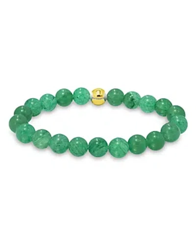 Aqua Sterling Silver & Stone Beaded Stretch Bracelet - 100% Exclusive In Aventurine/gold