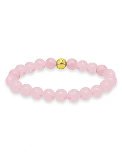 Aqua Sterling Silver & Stone Beaded Stretch Bracelet - 100% Exclusive In Rose Quartz/gold