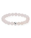 Aqua Sterling Silver & Stone Beaded Stretch Bracelet - Exclusive In Rose Quartz/silver