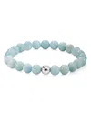 Aqua Sterling Silver & Stone Beaded Stretch Bracelet - Exclusive In Amazonite/silver
