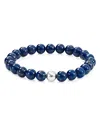 Aqua Beaded Stretch Bracelet In Gold Tone-plated Sterling Silver - 100% Exclusive In Sodolite/silver