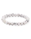 Aqua Sterling Silver & Stone Beaded Stretch Bracelet - Exclusive In White Howlite/silver