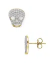 Aqua Sterling Silver Skull Stud Earrings - Exclusive In Gold