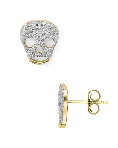 Aqua Sterling Silver Skull Stud Earrings - Exclusive In Gold