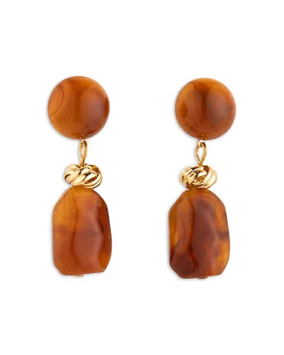 Aqua Stone Drop Earrings - Exclusive In Brown