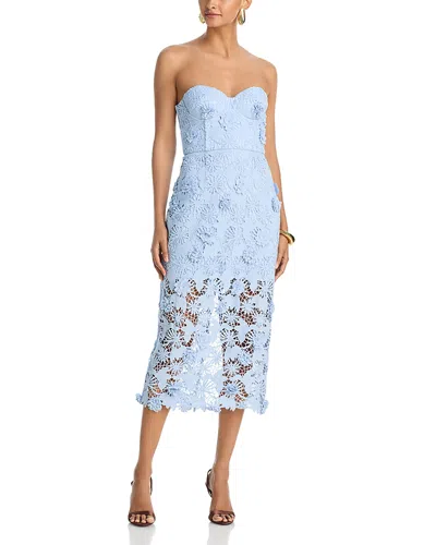 Aqua Strapless 3d Lace Midi Dress - Exclusive In Blue