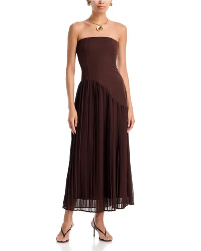 Aqua Strapless Curved Seam Maxi Dress - Exclusive In Brown