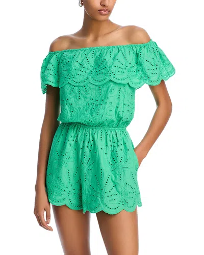 Aqua Strapless Eyelet Romper - Exclusive In Green