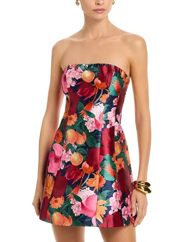 Aqua Strapless Floral & Fruit Strapless Mini Dress - Exclusive In Multi