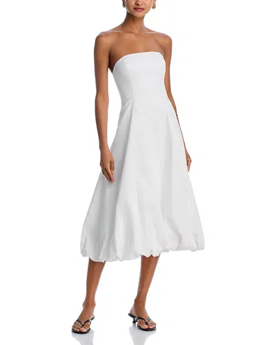 Aqua Strapless Midi Bubble Dress - Exclusive In White