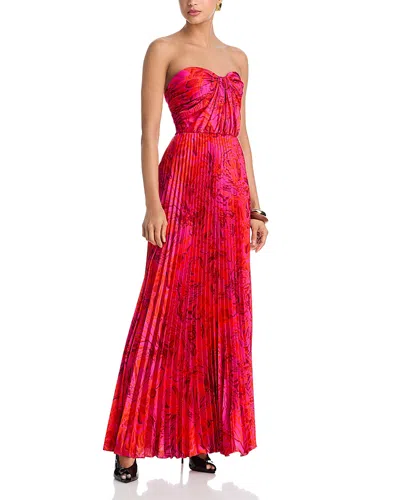 Aqua Strapless Pleated Gown - Exclusive In Red