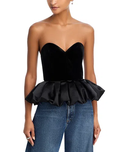 Aqua Strapless Velvet Top - Exclusive In Black