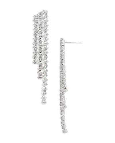 Aqua Strass Three Row Earrings - Exclusive In Silver