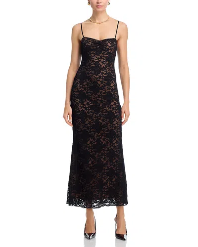 Aqua Stretch Lace Maxi Dress - Exclusive In Black