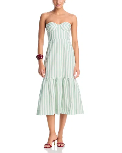 Aqua Stripe Bustier Midi Dress - Exclusive In Blue