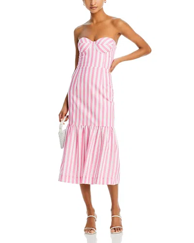 Aqua Stripe Bustier Midi Dress - Exclusive In Pink/white
