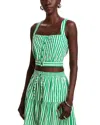 AQUA STRIPE BUTTON FRONT CROP TOP - EXCLUSIVE