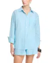 Aqua Stripe Button Front Shirt - Exclusive In Blue