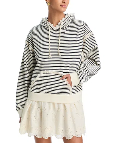 Aqua Stripe Eyelet Ruffle Sweatshirt Dress - Exclusive In White