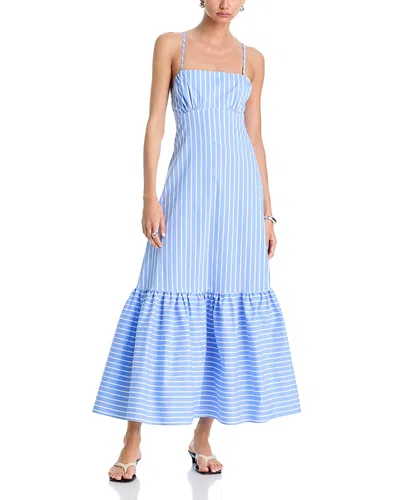 Aqua Stripe Open Back Maxi Dress - Exclusive In Blue