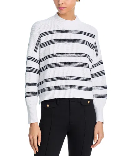 Aqua Stripe Shaker Stitch Sweater - Exclusive In White