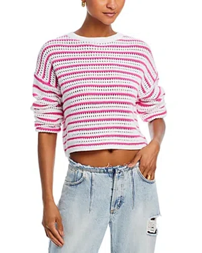 Aqua Striped Crewneck Sweater - 100% Exclusive In Pink/white