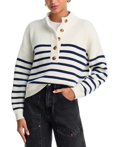 Aqua Striped Henley Sweater - Exclusive In Multi