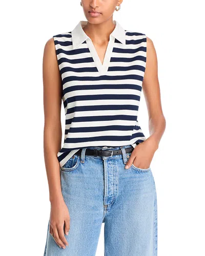 Aqua Striped Polo Shirt - Exclusive In White/navy