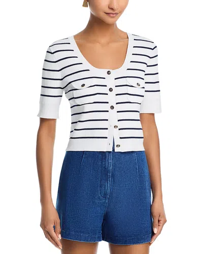 Aqua Striped Short Sleeve Cardigan - Exclusive