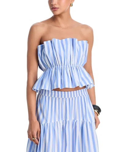 Aqua Striped Strapless Top - Exclusive In Multi