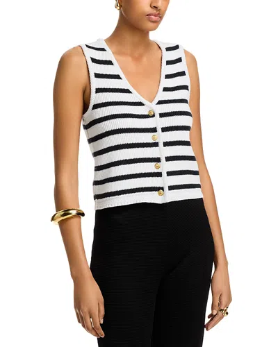 Aqua Striped Sweater Vest - Exclusive In Winter White/dark Navy
