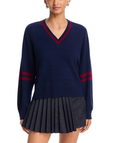 Aqua Striped V Neck Sweater - Exclusive In Multi
