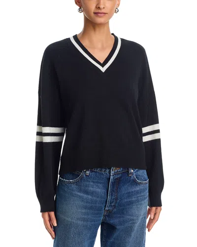 Aqua Striped V Neck Sweater - Exclusive In Multi