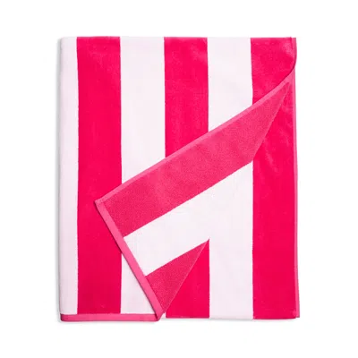 Aqua Striped Woven Beach Towel - Exclusive In Rose Pink