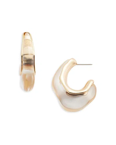 Aqua Structural Freeform Hoop Earrings In 16k Gold Plated - Exclusive In Gold/clear