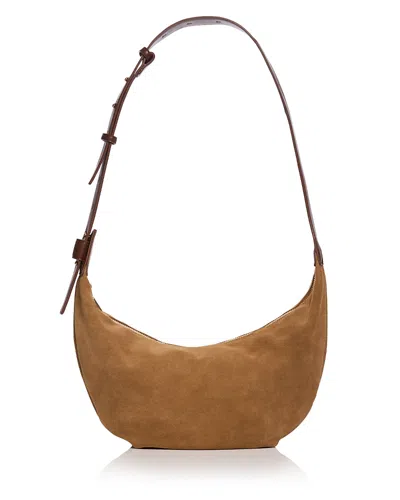 Aqua Suede Hobo Shoulder Bag - Exclusive In Brown