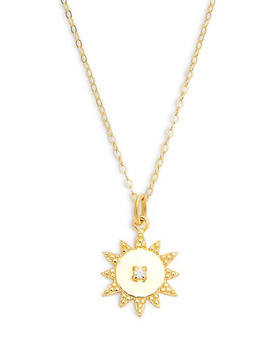 Aqua Sun Pendant Necklace, 15-17 - Exclusive In Gold