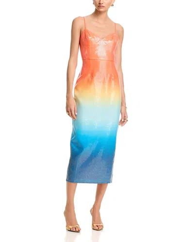 Aqua Sunset Ombre Clear Sequin Midi Dress - Exclusive In Multi