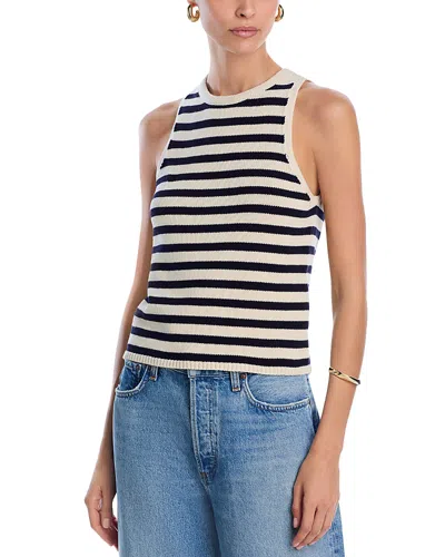 Aqua Sweater Tank Top In Navy/white