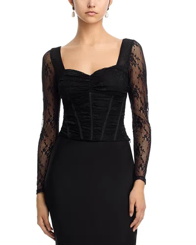 Aqua Sweetheart Neck Lace Top - Exclusive In Black