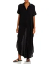 Aqua Button Front Maxi Swim Cover-up In Black