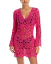 Aqua Swim Crochet Cover Up Dress - Exclusive In Pink