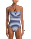 Aqua Swim Halter Bandeau One Piece Swimsuit - Exclusive In Navy Stripe