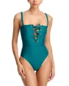 Aqua Swim Lace Up One Piece Swimsuit - Exclusive In Blue