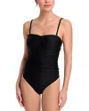 Aqua Swim Ruched One Piece Swimsuit - Exclusive In Black