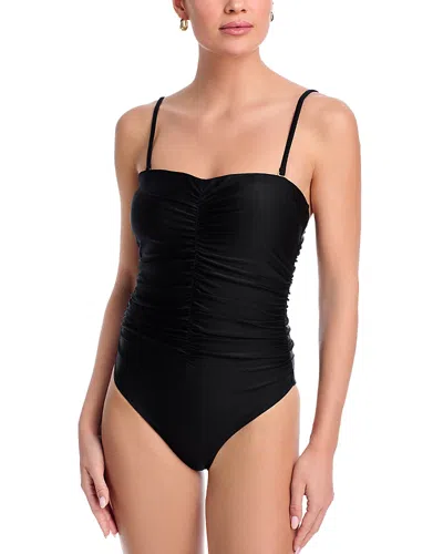 Aqua Swim Ruched One Piece Swimsuit - Exclusive In Black