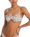 Aqua Swim Ruffled Underwire Bikini Top - Exclusive In White Multi
