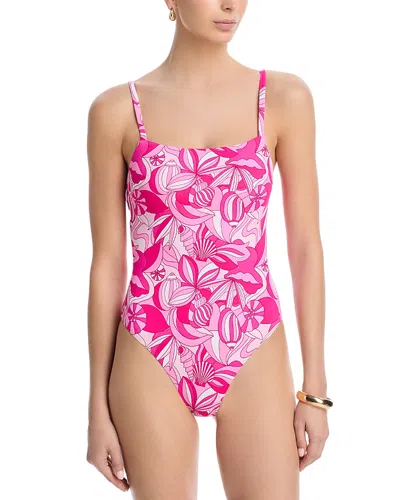 Aqua Swim Square Neck One Piece Swimsuit - Exclusive In Pink