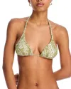 Aqua Swim String Triangle Bikini Top - Exclusive In Olive Multi