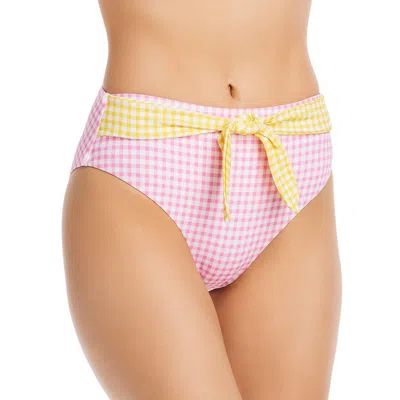 Aqua Swim Womens Checkered High Waist Swim Bottom Separates In Pink